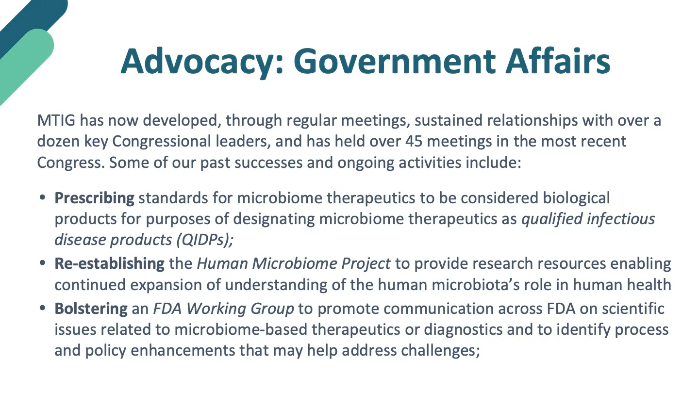 Introduction to the Microbiome Therapeutics Innovation Group — slide 10 of 15