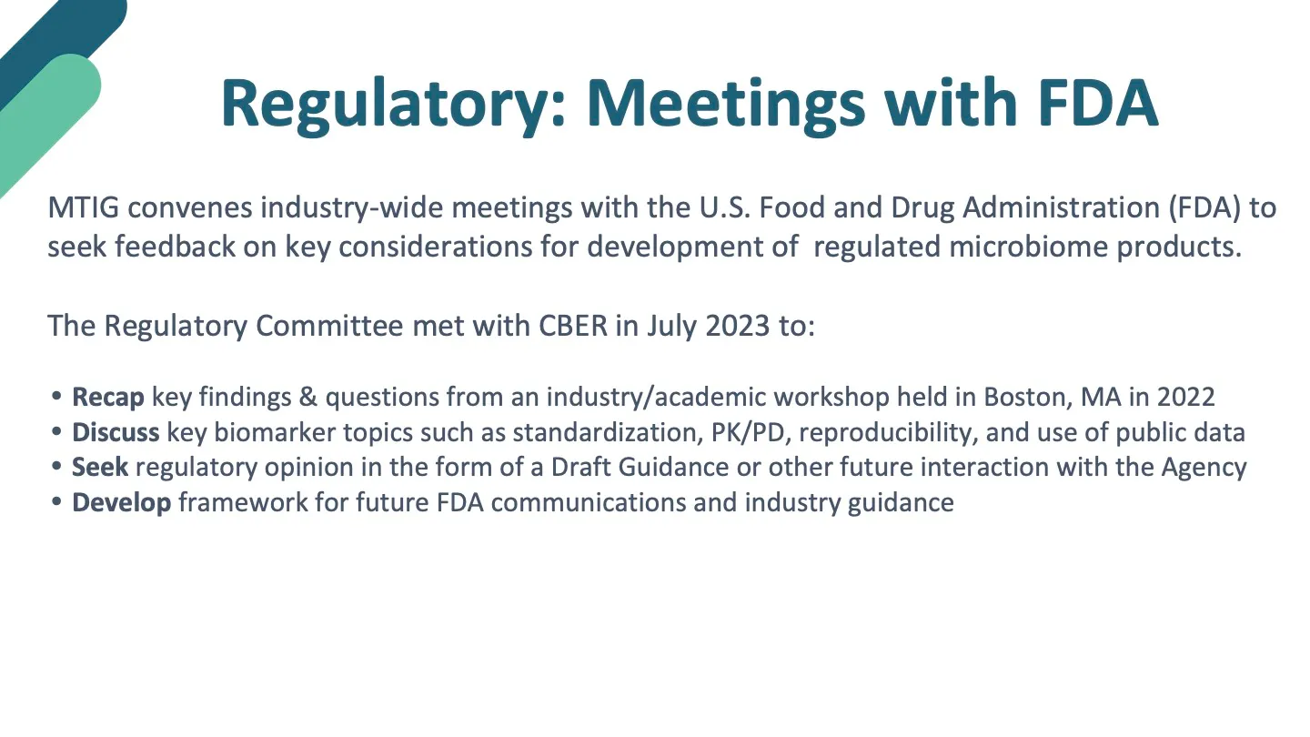 Introduction to the Microbiome Therapeutics Innovation Group — slide 12 of 15