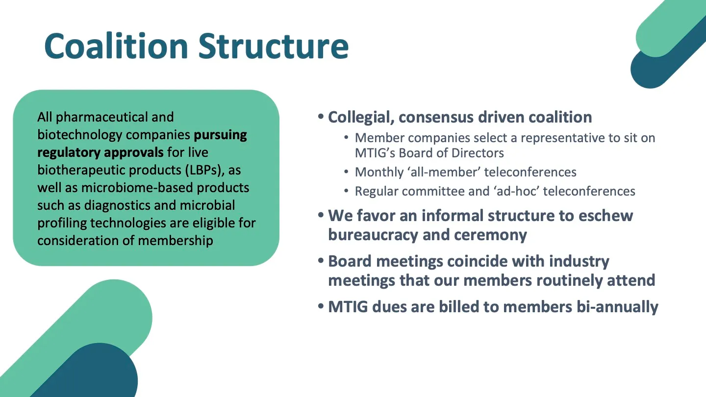 Introduction to the Microbiome Therapeutics Innovation Group — slide 6 of 15