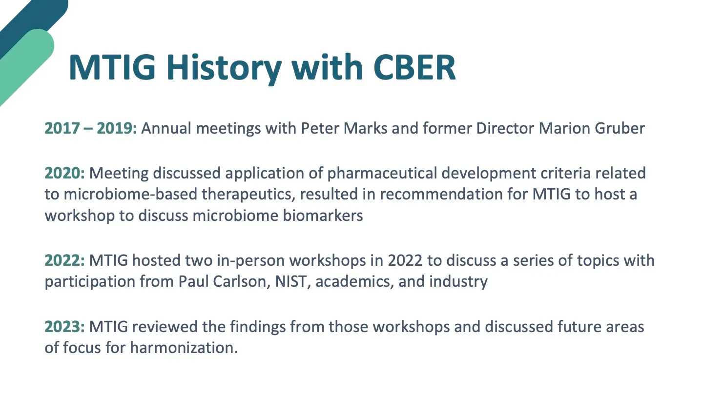 Introduction to the Microbiome Therapeutics Innovation Group — slide 8 of 15